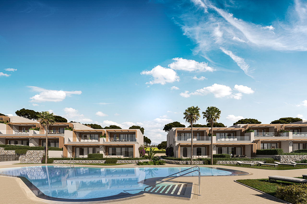 Luksus rækkehuse ved siden af Chaparral golfbanen med havudsigt i Mijas Costa