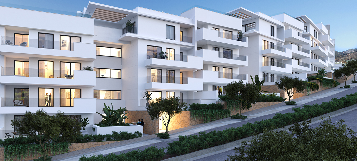Appartement neuf près de la plage avec 2 chambres, 2 salles de bains, terrasse avec parking et débarras à Carvajal