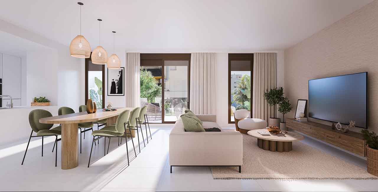 Nuevos Pisos de 1, 2 Y 3 habitaciones, terraza con vistas al mar en Los Jardines de la Costa del Sol, Estepona