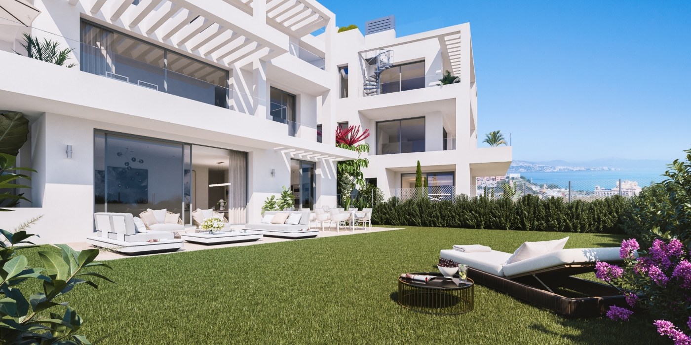 Exklusive Luxuswohnungen in Mijas Costa mit Meerblick, mit Terrasse, Gemeinschaftspool und Parkplatz