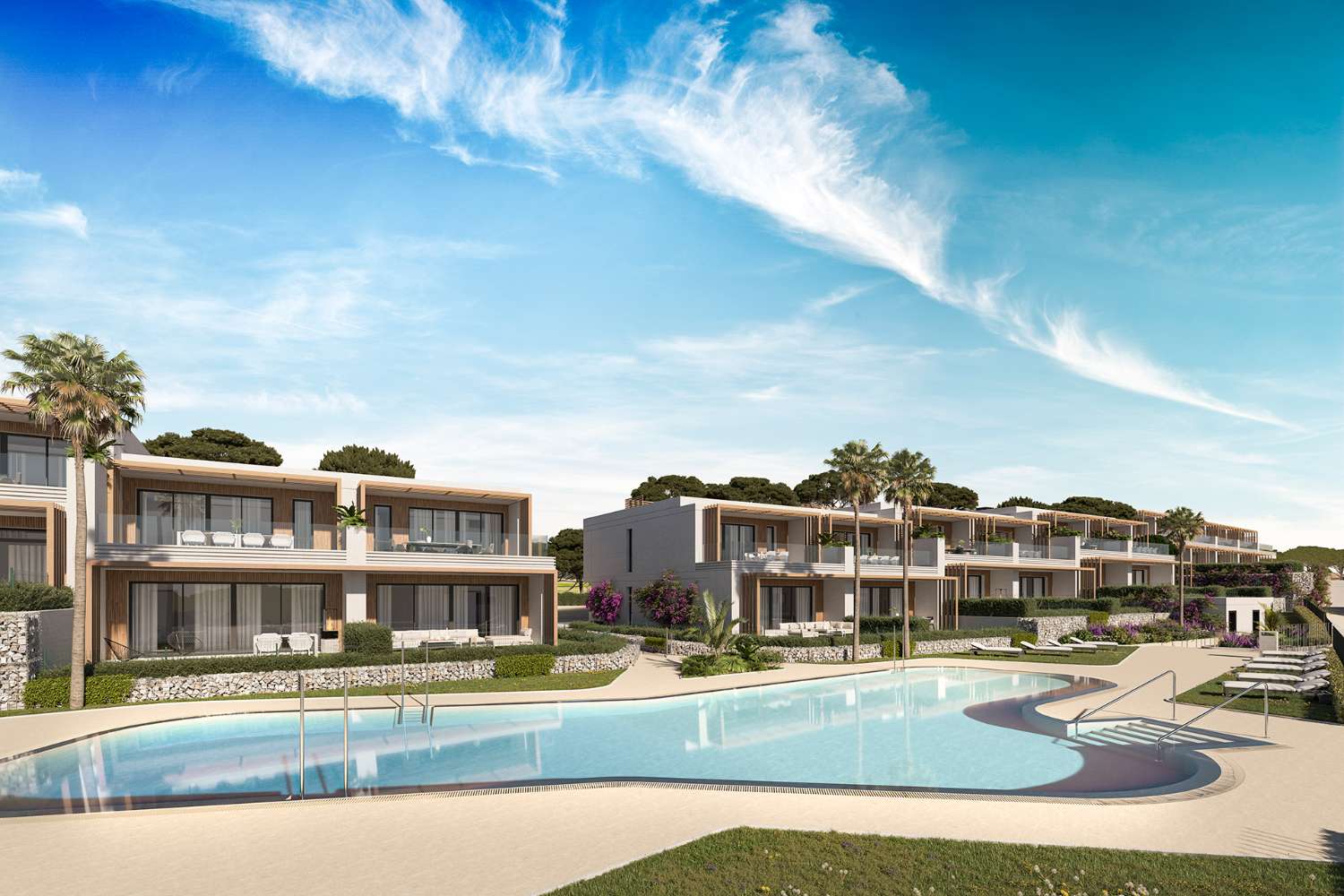 Luxury townhouses next to the Chaparral golf course with sea views in Mijas Costa