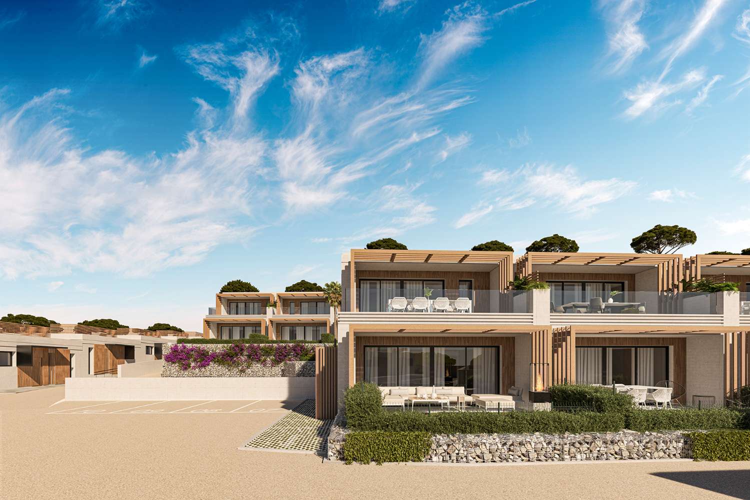 Luxury townhouses next to the Chaparral golf course with sea views in Mijas Costa