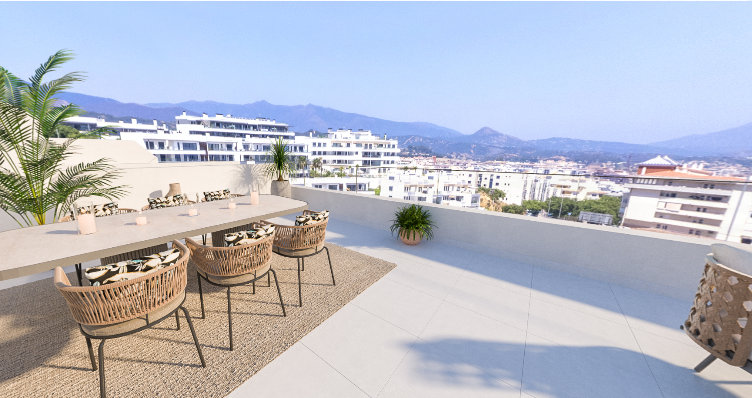 Nieuwe appartementen met 1, 2 en 3 slaapkamers, terras met uitzicht op zee in Los Jardines aan de Costa del Sol, Estepona