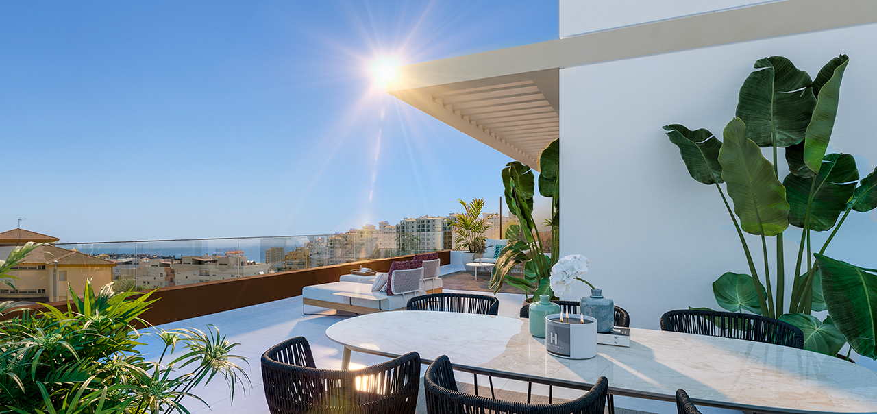 Nuevos Pisos de 1, 2 Y 3 habitaciones, terraza con vistas al mar en Los Jardines de la Costa del Sol, Estepona