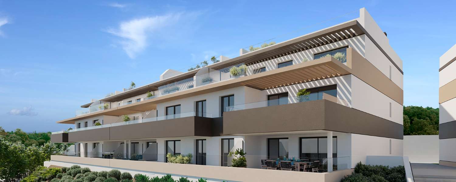 Nieuwe appartementen met 1, 2 en 3 slaapkamers, terras met uitzicht op zee in Los Jardines aan de Costa del Sol, Estepona