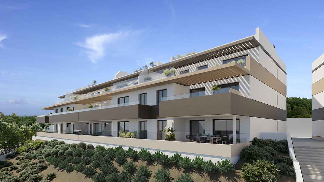 New Apartments with 1, 2 and 3 bedrooms, terrace with sea views in Los Jardines on the Costa del Sol, Estepona