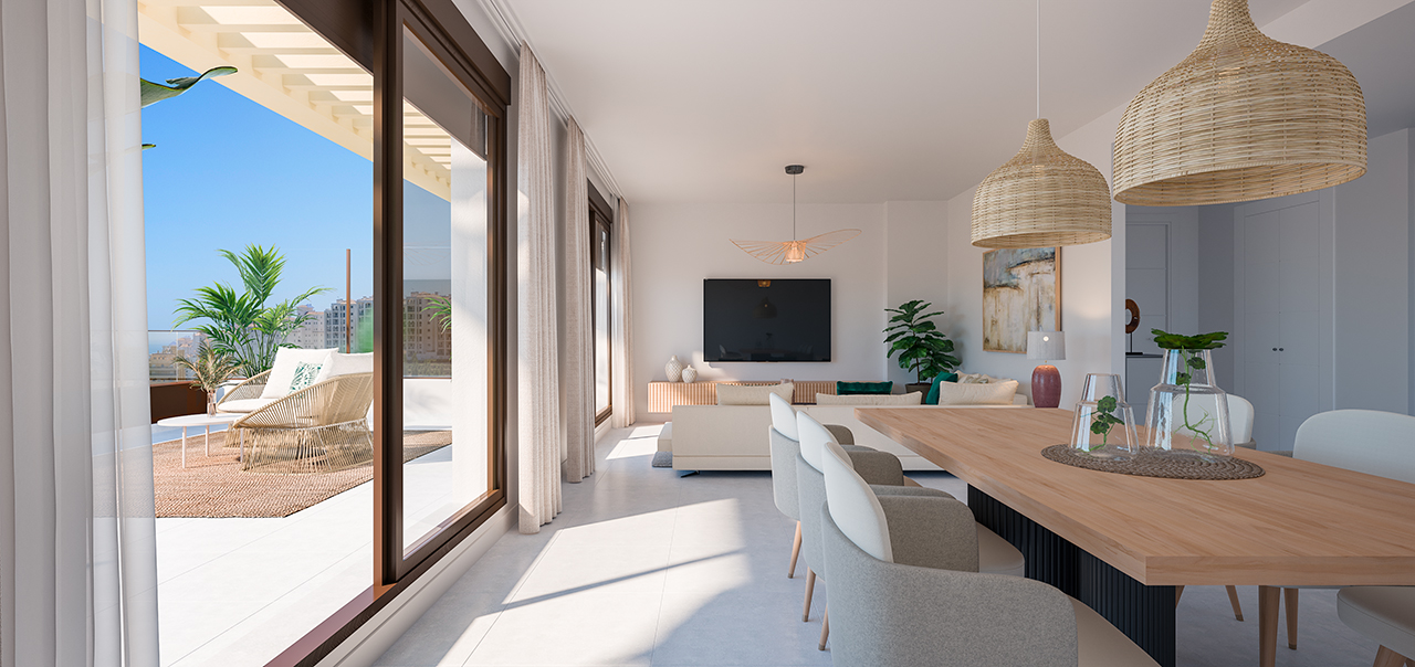 Nieuwe appartementen met 1, 2 en 3 slaapkamers, terras met uitzicht op zee in Los Jardines aan de Costa del Sol, Estepona