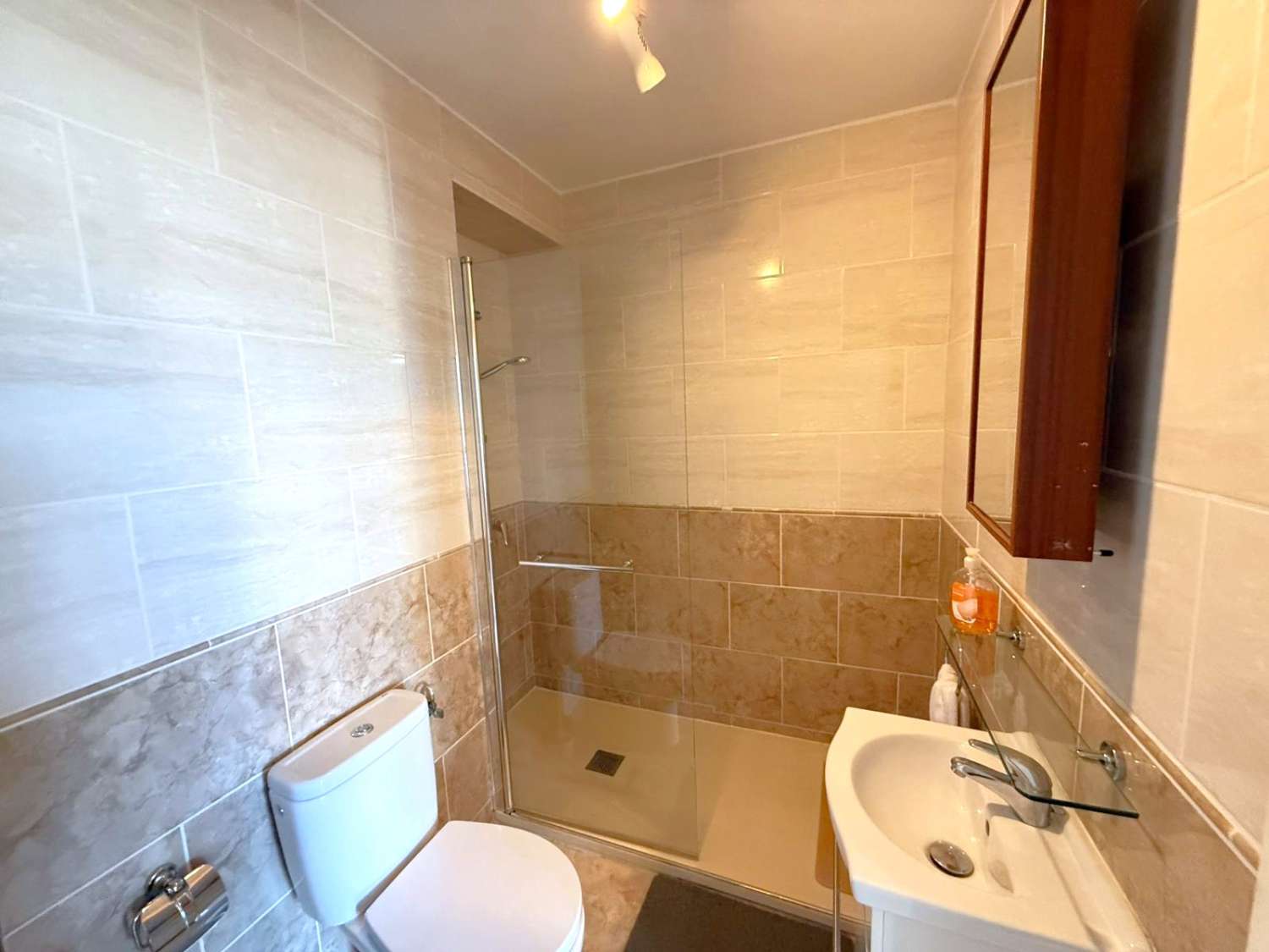 海滩，福恩吉罗拉，1 间卧室，游泳池大海和天空。